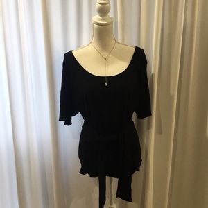 Black Ecoskin blouse.